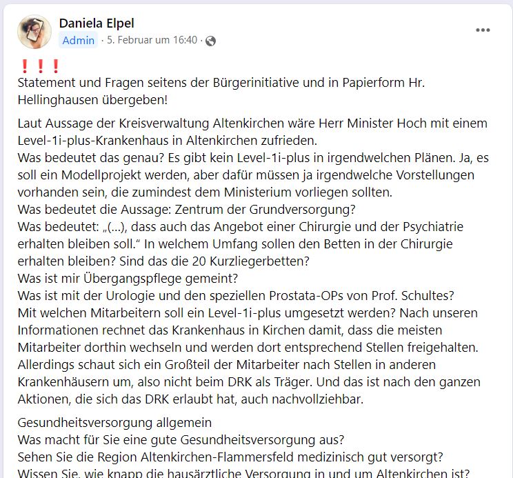 Screenshot Facebook-Post
